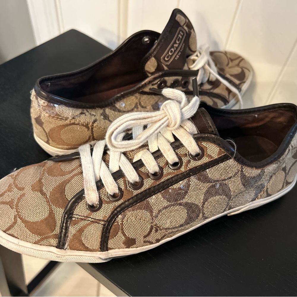 Coach Women's Tan and Brown Patterned Sneakers - Picture 6 of 8